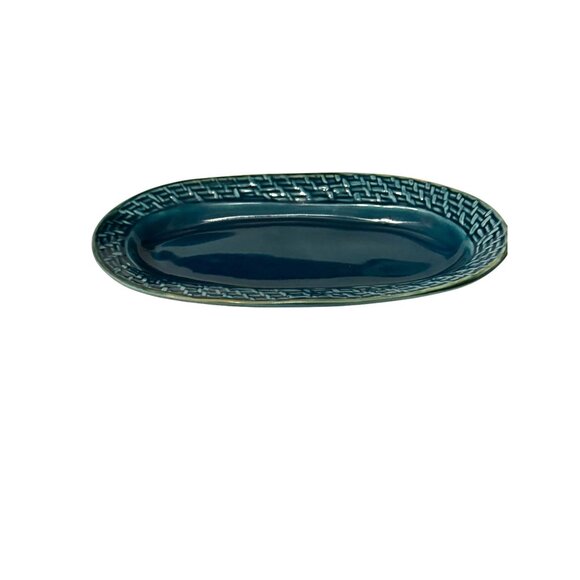 Le Ceramiche Oval Ceramic Platter With Woven Pattern Edge - Picture 2 of 9